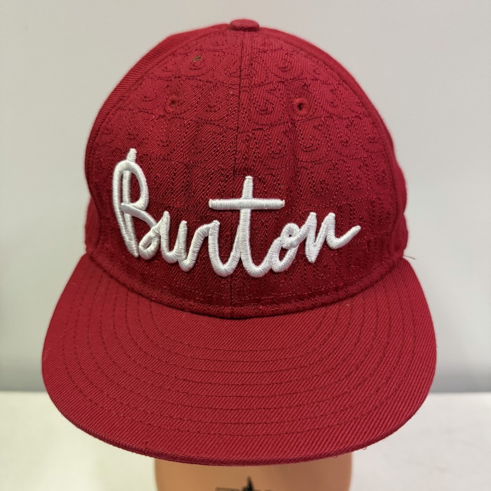 Burton Men's Red Fitted Baseball Cap Hat Embroidered Logo Streetwear READ